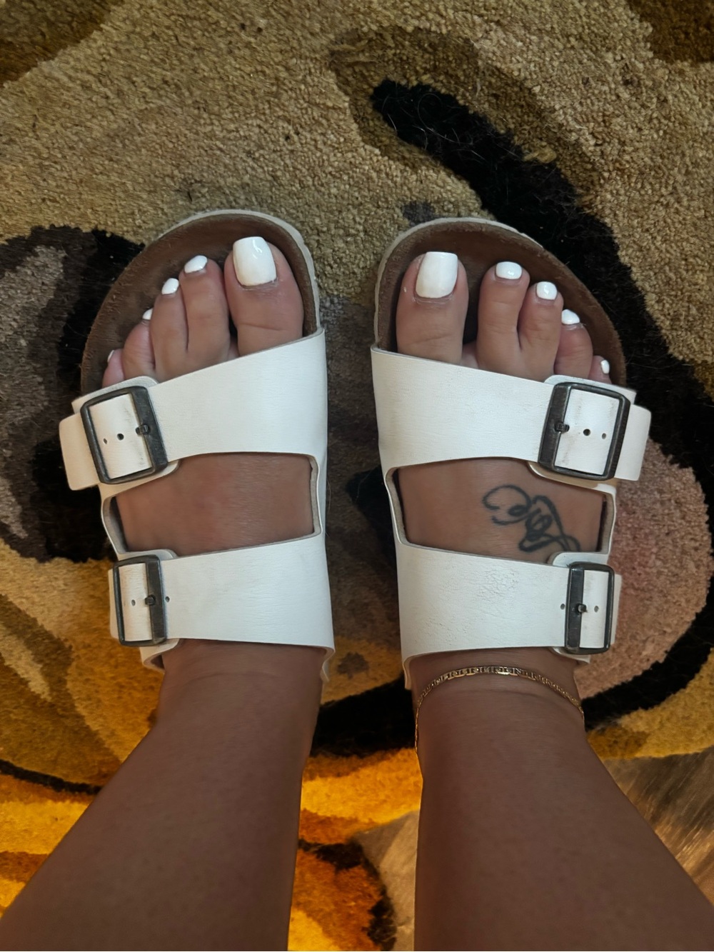 BIRKENSTOCK Classic White Double-Buckle Women's Slide Sandals